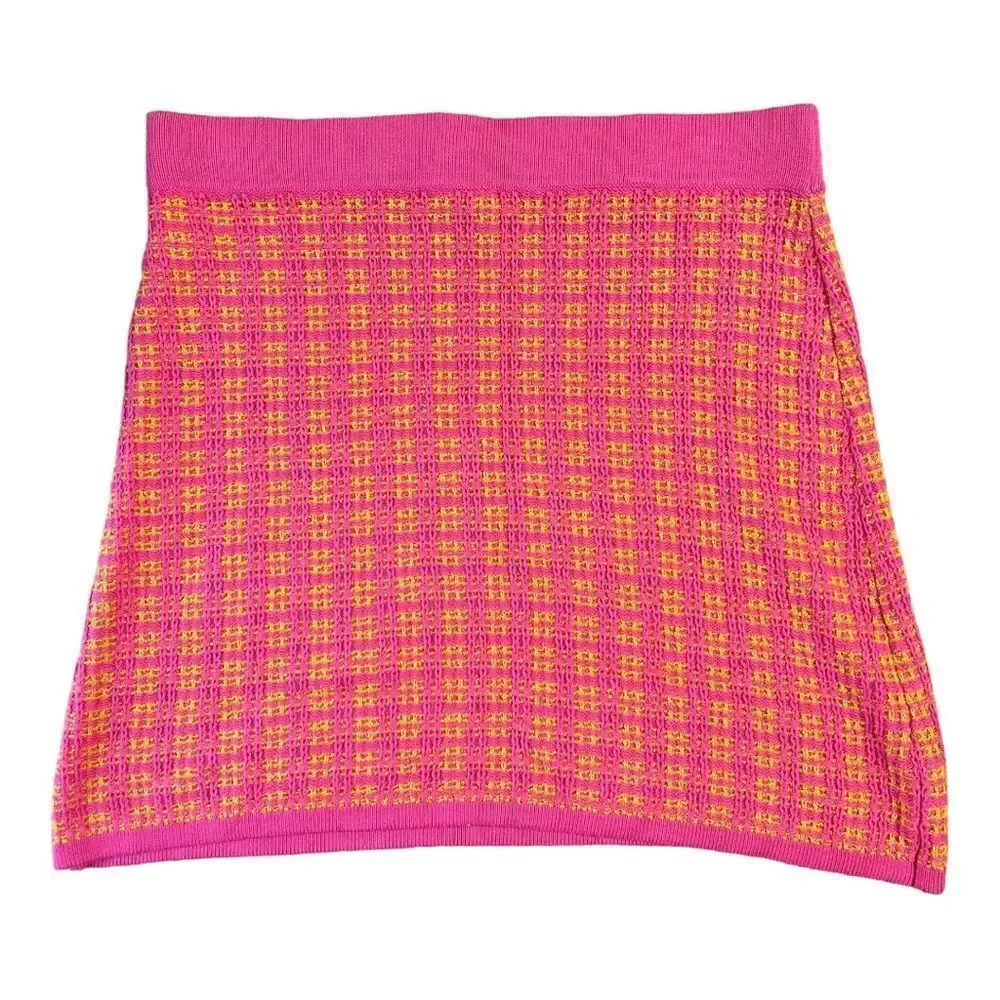 Free Assembly Hot Pink Tweed Mini Sweater Skirt Women’s Size XL NWOT Y2K 90s